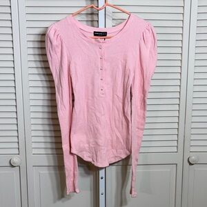 NWT Generation Love Light Pink Waffle Henley with Puff Shoulders One Size
